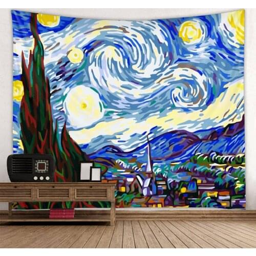 Landscape oil painting art tapestry living room decoration wall hanging yoga mat carpet home decoration bohemian mandala art