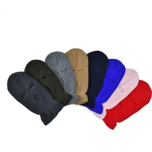 Full Face Cover Windproof Warm Face Masks Ski Maskpink Three Holes Knit Hat Army Tactical CS Winter Ski Cycling Mask Beanie Hat