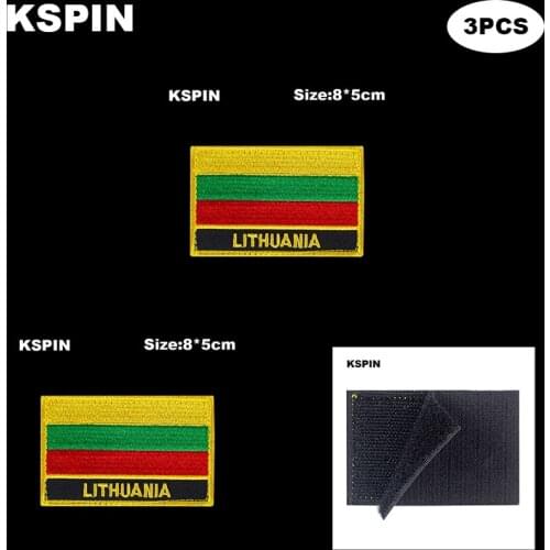 Rectangle National Flag Patch Hook Loop Lithuania Badges Armband 3D Stick on Jacket Backpack Stickers