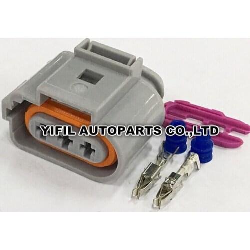 100pcs/lot 3 Pin/Way Female 3.5 Auto Fog Lamp Light Socket Crankshaft Sensor Connector With Terminals For VW AUDI 1J0973723G