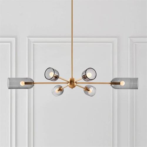 Modern Smoke Gray LED chandelier living room lighting Nordic dining room bedroom Lighting Fixtures luxury glass Hanging lamp