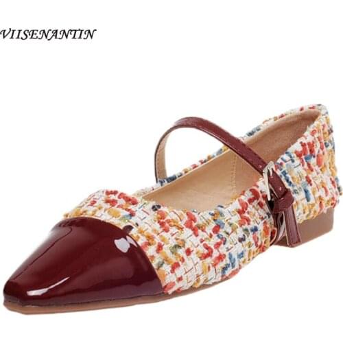 Spring Buckle Strap Thick Mid Heel Patent Leather Casual Mary Jane Shoes Female All Match Square Toe Fairy Style Dress Pumps