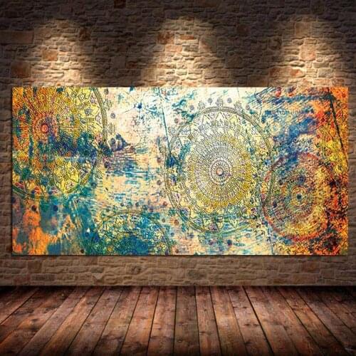 Vintage golden compass canvas painting home decoration india ancient roman posters and prints wall art for math shapes unframed
