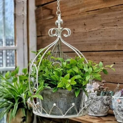 Crown design vintage metal ceiling hanging flower pot holder