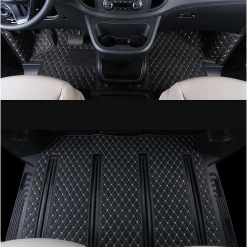Fiber leather car floor mat for mercedes benz v-class Viano Valente Vito Metris w447 2014-2020 2016 2017 2018 2019 accessories