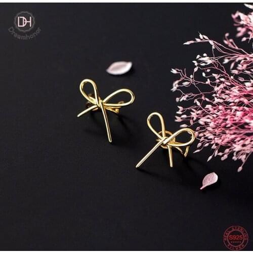 Dreamhonor Big Bowknot 100% 925 Sterling Silver Clip Earrings For Women Party Gifts Fine Jewelry