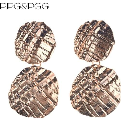 PPG&PGG ZA Vintage Irregular Metal Drop Earrings For Women Punk Maxi Pendant Earrings Geometric Dangle Statement Jewelry Brincos