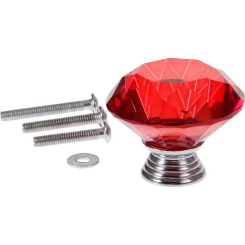 2pcs Crystal Knobs handle 40mm Diamond Glass door cabinet pull furniture hardware White Blue Yellow Pink Green Black Red clear