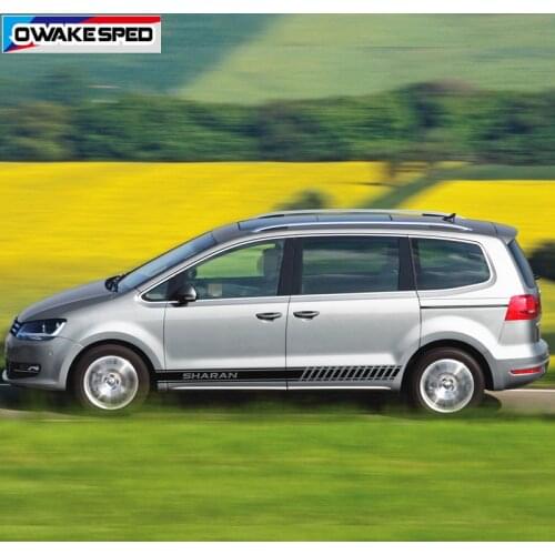 Both Side MPV Car Sport Stripes For Volkswagen Sharan Auto Body Door Skirt Stickers Racing Styling Vinyl Decals