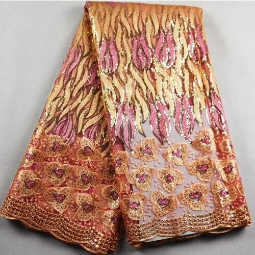 2021 big red Lace Fabric Embroidered Nigerian Laces Fabric High Quality French Tulle Lace Fabric For 2.5Y African Women Dress