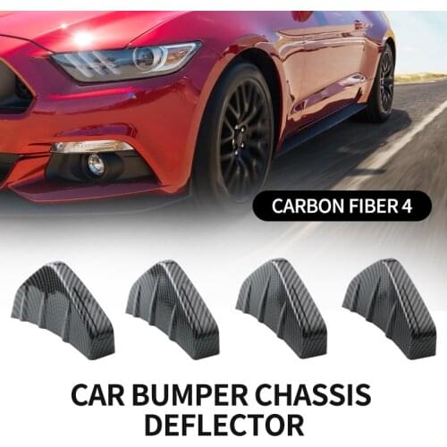 4pcs/set Car Rear Bumper Spoiler Diffuser Carbon Fiber Pattern Modified Shark Fin Universal Protect Anti-crash Cover with Screw