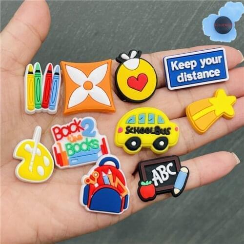 50pcs Wholesale Blackboard Keep Your Distance PVC Shoes Accessories Garden Shoe Decorations Fit Children Croc Jibz Charm