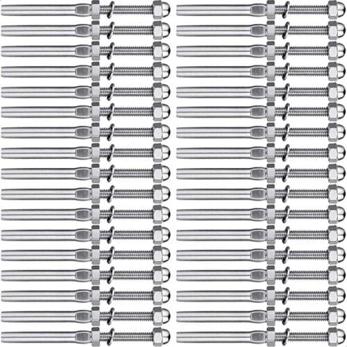 50Pcs T316 Stainless Steel Cable Railing Hardware, System Kit, for Wood & Metal Posts, 3/16" Swage Stud Tensioner