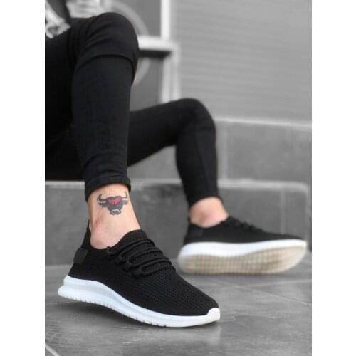 BA0167 Thick Base Style Sneakers Black White Bottom Men Sport Shoe