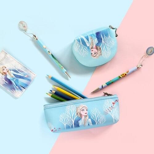 Disney Frozen simple cartoon large-capacity student pencil case Elsa Anna multifunctional clamshell pencil case stationery bag