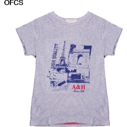 Children Boys T-Shirt Summer Cotton Kids Tees Short Sleeve Color Matching Stripe Clothes Boys Summer Children Tops Tshirts 4-2Y