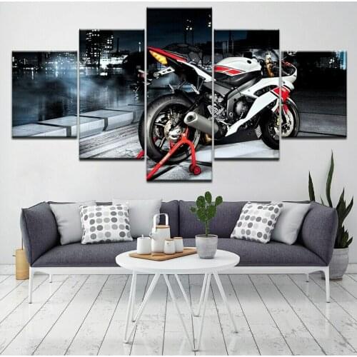 Wild Street Motorbike Sport 5 Pcs Canvas Pictures Print Wall Art Canvas Paintings Wall Decor for Living Room No Framed