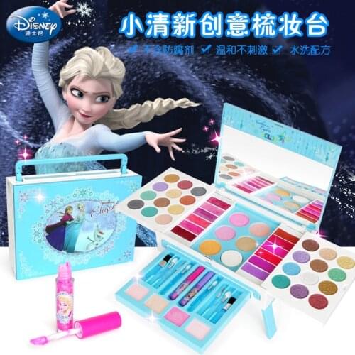 Disney princess girls Frozen creative dressing table set with gift box Elsa Anna Pretend Play Fashion Toys Kids Birthday Gift