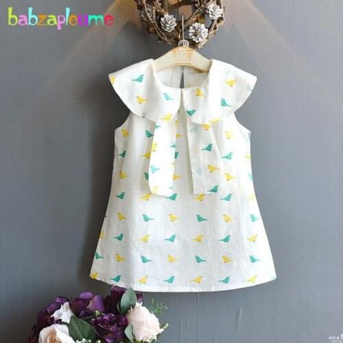 2-6Years Baby Girls Summer Princess Dress Korean Fashion Kids Wear Cute Bow Sleeveless Cotton Cartoon Children Dresses BC1467-1