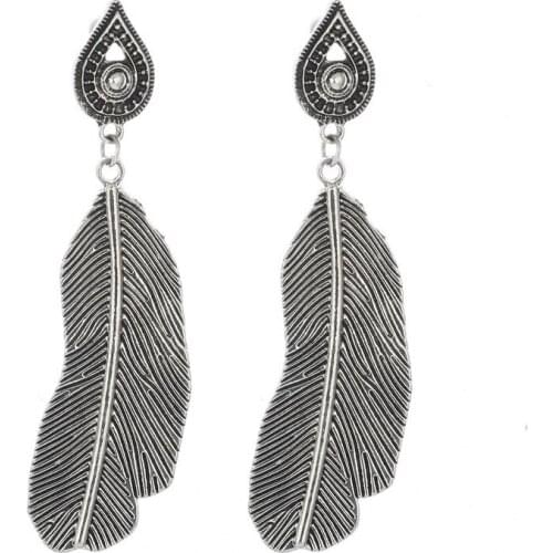 LOVBEAFAS Fashion Ethnic Boho Drop Long Earrings For Women Antique Silver Plated Leaf Vintage Earrings brincos longos