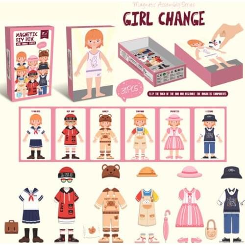Magnetic Girls Dress Changing Dressing Jigsaw Educational Puzzle Toys Boy Clothes Toys Children Pretend Play Make Up Toys Set