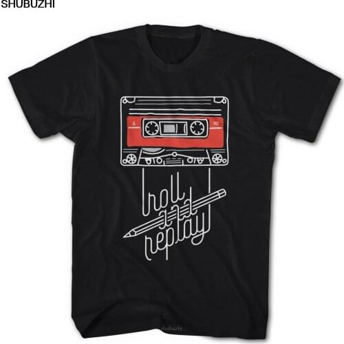 Fashion shubuzhi Top Tee Mens Mens T-Shirt Roll and Music Cassette Audio Vintage NEW Print T Shirt sbz8031