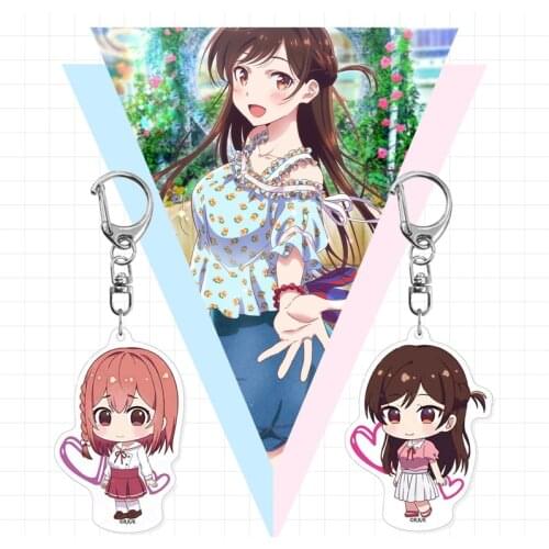 Cartoon Anime Cosplay Figure Acrylic Keychain Rent A Girlfriend Mizuhara Chizuru Sumi Ruka Keyring Bag Pendant Keychain Toy Gift