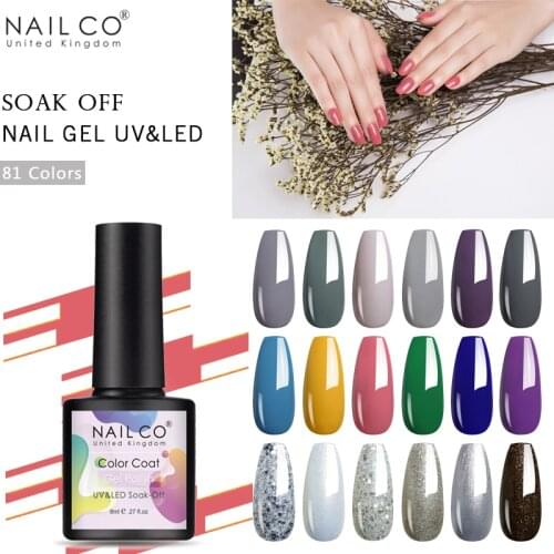 NAILCO 8ml 81 Colors Soak Off Nail Gel Uv Led Vernis Semi Permanent Hybrid Varnish Gellak Acid Free Art Gel Polish Lacquer