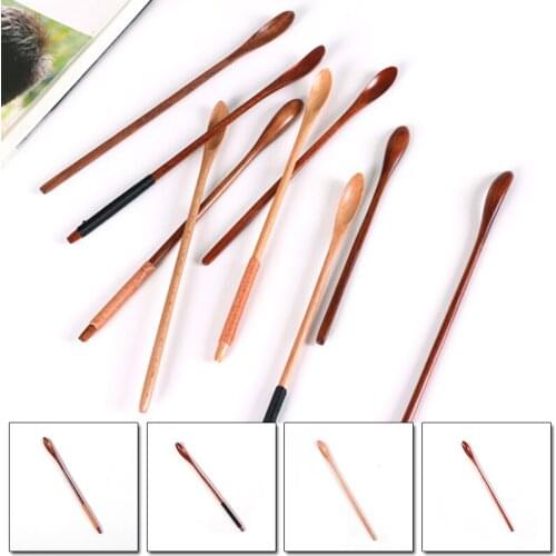 Natural Wooden Long Handle Mixing Spoons Coffee Tea Spoon Honey Stirring Spoon Wooden Spoon with Thin Handle