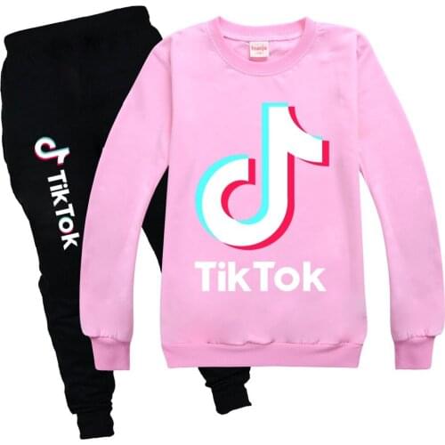 TIK TOK New Childrens Clothing Set Cartoon Boys T-Shirt + Pants Girls Clothing Childrens Clothing