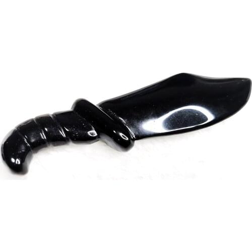 Natural Black Obsidian Knife Hand Carved Quartz Crystal Dagger Healing Crystal Stone Crafts Home Decoration Gifts