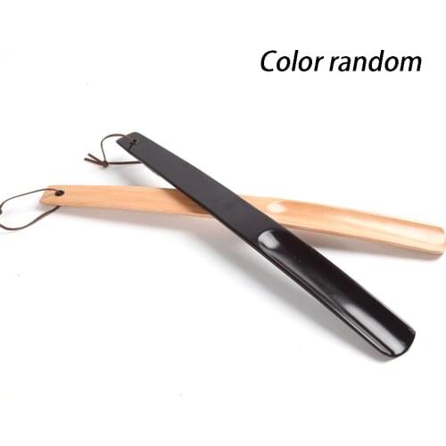 Hotel Long Handle Shoe Horn Hanging Loop Pull Athletic Home Wooden Portable For Boots Wearing Durable Spoon Random Color
