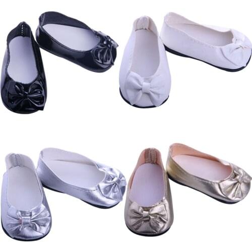 A Pair Of Cute Bowknot Doll Shoes Doll Accessories Shallow Mouth Shoes Suitable For 18 Inch American & 43cm Doll DIY Kids Gift