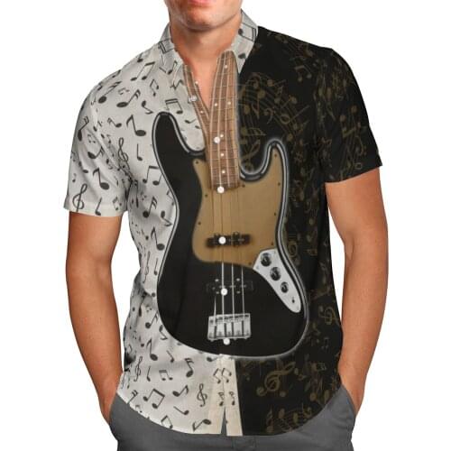 Guitar 3D Print Beach Hawaiian 2021 Summer Rock Shirt Short Sleeve Shirt Streetwear Oversized 5XL Camisa Social Chemise Homme-86
