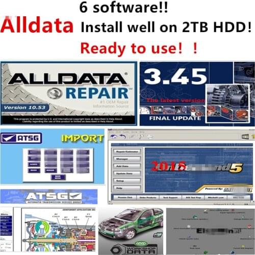 2021 hot Auto Repair Software Alldata 10.53 Vivid workshop Els.W.n6.0 ATSG 2017 A.tod.ta 3.45 Mit.che.l install well on 2TB HDD