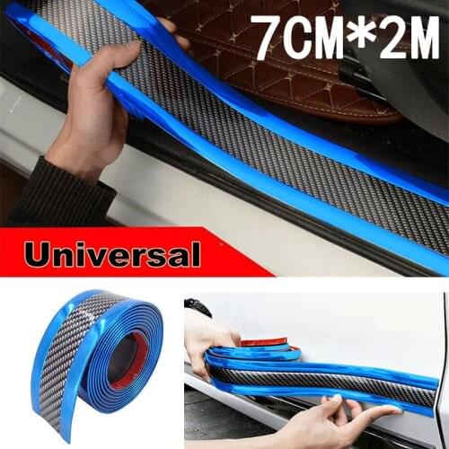 Door Anti-collision Strip Exterior Front Replacement SUV Truck 7cmx2m Car Carbon Fiber Blue