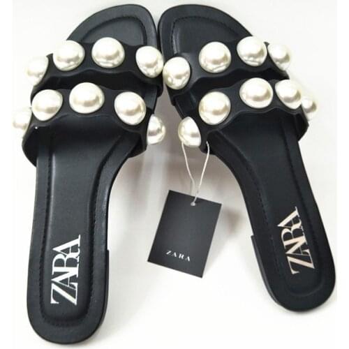 Summer Flat Womens Slippers Pearl Women Home Slipp Comfortable Womens Sandals Buckle Womens Beach Shoes Moccasin Femme