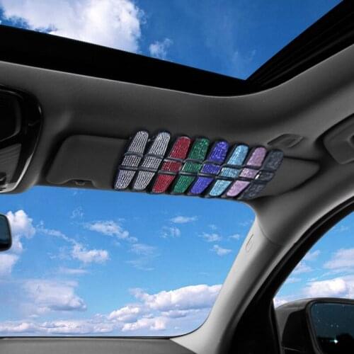 Rhinestone Car Sun Visor Glasses Clips Holder Case Card Ticket Holding Clamp Crystal Portable Clip Women