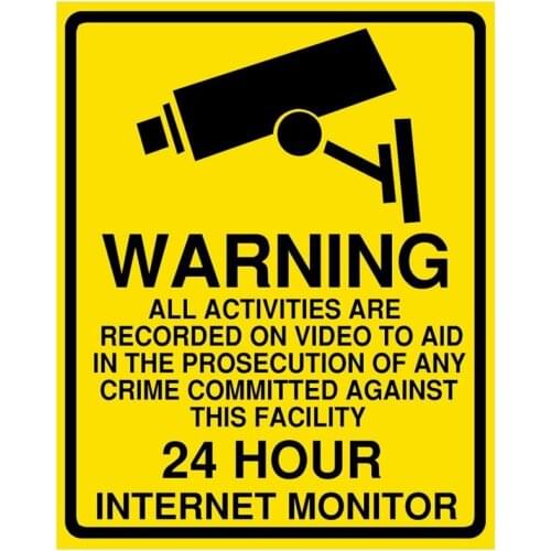 9.8x7.8cm Warning Sticker PVC Camera Alarm Sticker Waterproof Sunscreen Home CCTV Video Surveillance Security Decal Signs