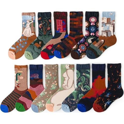 Women Long Sock Cartoon Print Creative Fashion Personalized Novelty Men Women Socks Winter Warm Comfortable Cotton Socks