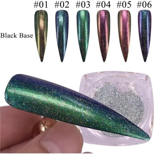 ZKO 0.1g Chameleon Holographic Nail Glitter Powder Gel Polish Chrome Pigment Dust Shinning Glitters Manicure Nail Art Decoration