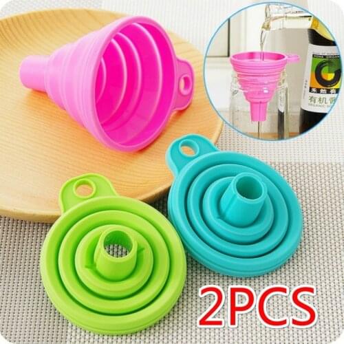 2PCS Silicone Folding Telescopic Long Neck Funnel Creative Household Liquid Dispensing Mini Funnel Kitchen Tools kitchen tools