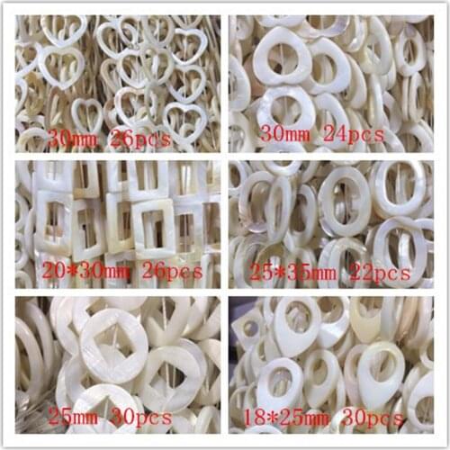 20-30MM Pierced Natural White Pearl Shell Stone Loose Bead Jewelry Charm Beads