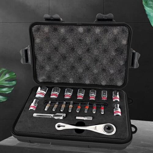 20 PCS 1/4" Ratchet Wrench Set Bicycle Bike Torque Wrench Allen Key Tool Socket Spanner Set Kit Cycling Repair Tool Kits