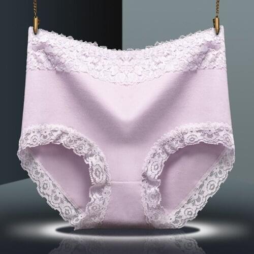 3Pcs High Waist Panties Lace-trimmed Womens Underwear Abdomen Hips Breathable Sexy Female Briefs Plus Size Panties Underwear