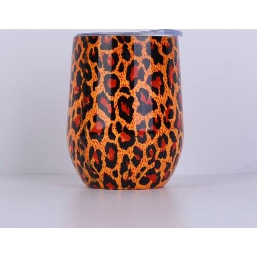 50pcs 12OZ Travel Tumbler Leopard Vacuum Insulated Cup Beer Wine Mug Stainless Steel Tumbler Cheetah Print Drop shipping