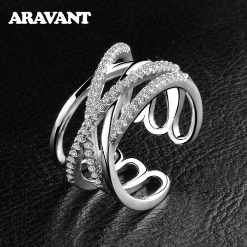 925 Silver Irregular Stackable Line Finger Ring For Women Open Adjustable Rings Fashion Jewelry