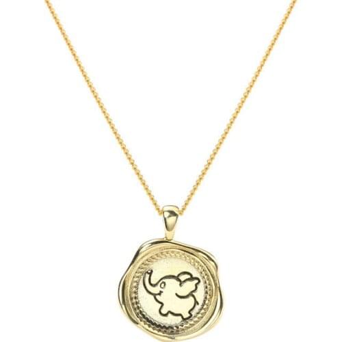 925 Sterling Silver Elephant Pendant Necklace Gold Color Fashion Cartoon Figure Woman Jewelry Christmas Gift Drop Shipping