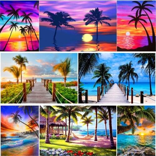 Full diamond 5D landscape diamond painting island/tree/cloud DIY diamond embroidery kit landscape home decoration