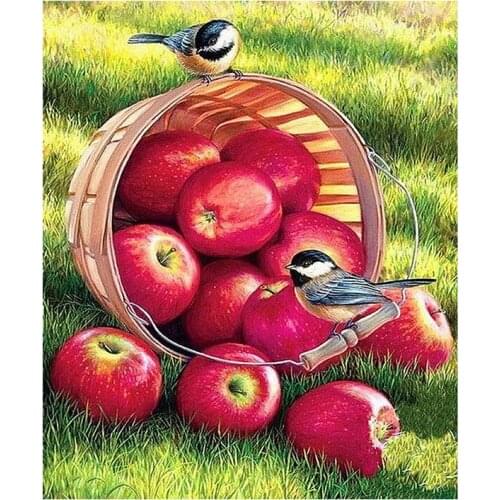 5D DIY Diamond Embroidery Apple&Birds Landscape Diamond Painting Full Diamond Mosaic Needlework Crafts Home Paintings